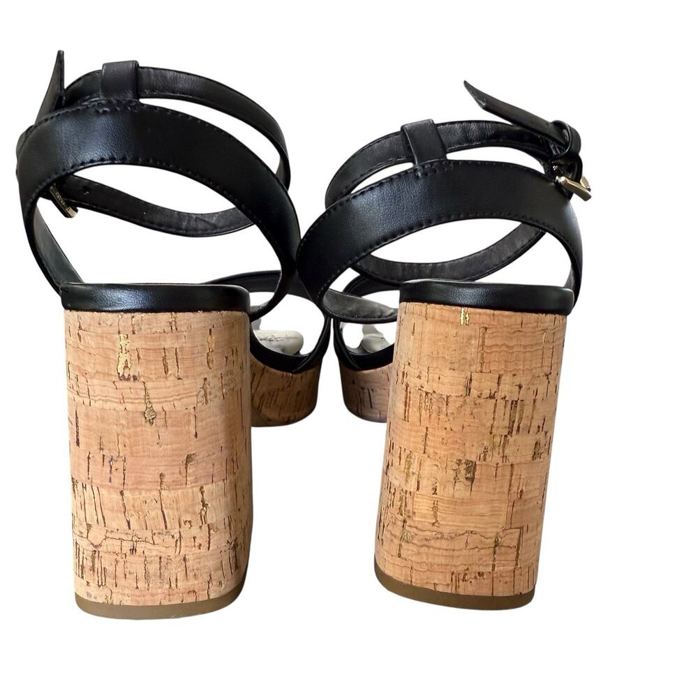 Nordstrom Rack Black Cork Block Heel Platform Sandals Size 7.5M - Picture 6 of 9